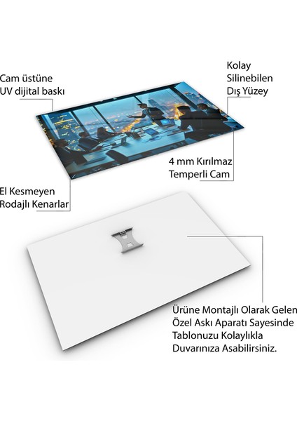 Mesleki Cam Tablo - Bankacı - Yatay Motif 02-156
