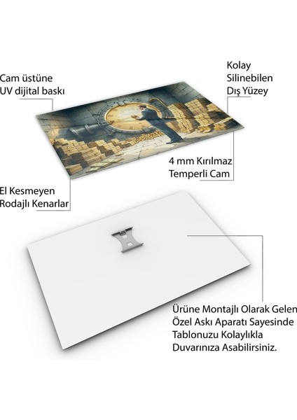 Mesleki Cam Tablo - Bankacı - Yatay Motif 02-107