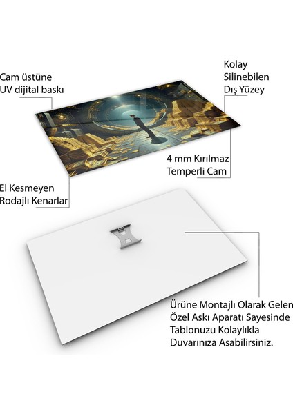 Mesleki Cam Tablo - Bankacı - Yatay Motif 02-105