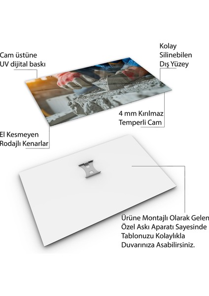Mesleki Cam Tablo - Müteahhit - Yatay Motif 14-012