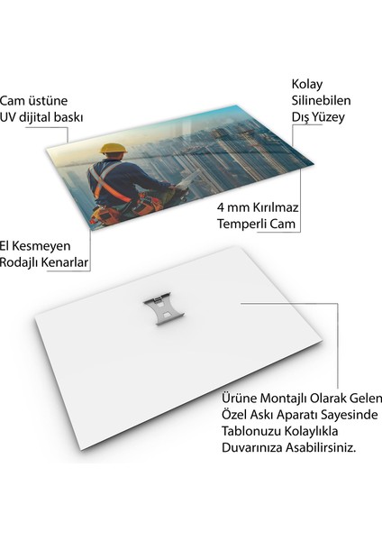 Mesleki Cam Tablo - Müteahhit - Yatay Motif 14-007