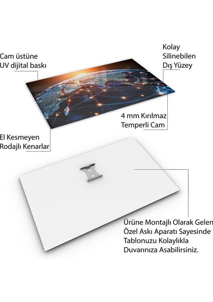 Mesleki Cam Tablo - Bankacı - Yatay Motif 02-009