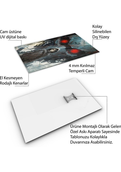 Karışık Duvar Tasarım Cam Tablo - Karisik - Dikey Motif 01-577