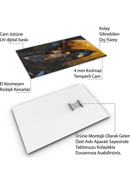 Karışık Duvar Tasarım Cam Tablo - Karisik - Dikey Motif 01-578