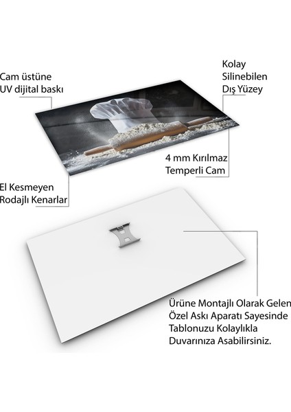 Mesleki Cam Tablo - Aşçı - Yatay Motif 01-018