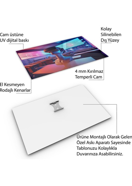 Mesleki Cam Tablo - Öğretmen - Yatay Motif 11-007