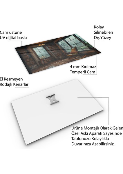 Mesleki Cam Tablo - Öğretmen - Yatay Motif 11-006