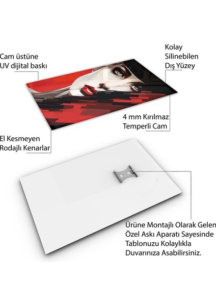 Karışık Duvar Tasarım Cam Tablo - Karisik - Dikey Motif 01-591