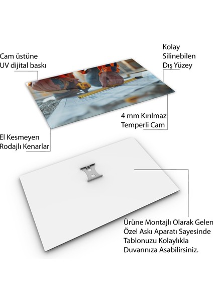 Mesleki Cam Tablo - Müteahhit - Yatay Motif 14-010