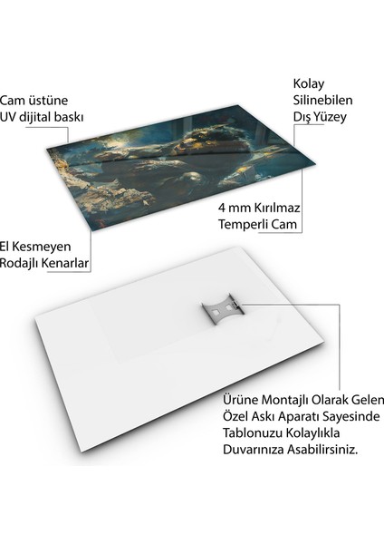 Karışık Duvar Tasarım Cam Tablo - Karisik - Dikey Motif 01-526
