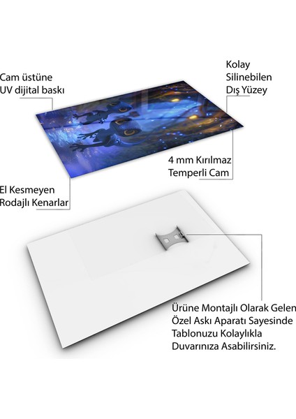 Karışık Duvar Tasarım Cam Tablo - Karisik - Dikey Motif 01-338