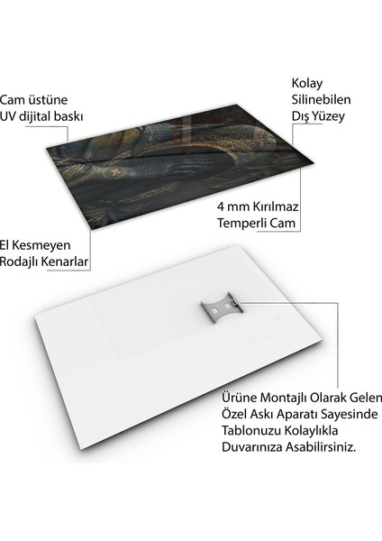 Karışık Duvar Tasarım Cam Tablo - Karisik - Dikey Motif 01-356