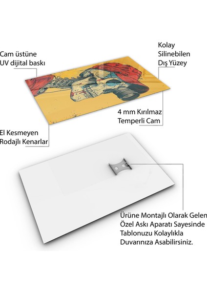 Karışık Duvar Tasarım Cam Tablo - Karisik - Dikey Motif 01-180