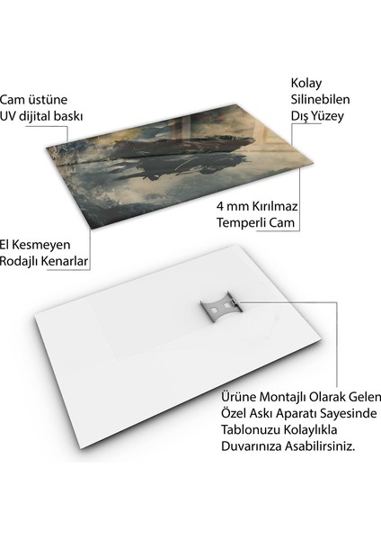 Karışık Duvar Tasarım Cam Tablo - Karisik - Dikey Motif 01-373
