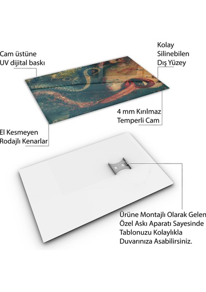 Karışık Duvar Tasarım Cam Tablo - Karisik - Dikey Motif 01-405