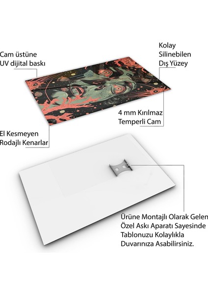 Karışık Duvar Tasarım Cam Tablo - Karisik - Dikey Motif 01-389