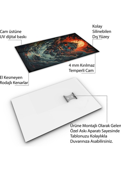 Karışık Duvar Tasarım Cam Tablo - Karisik - Dikey Motif 01-444