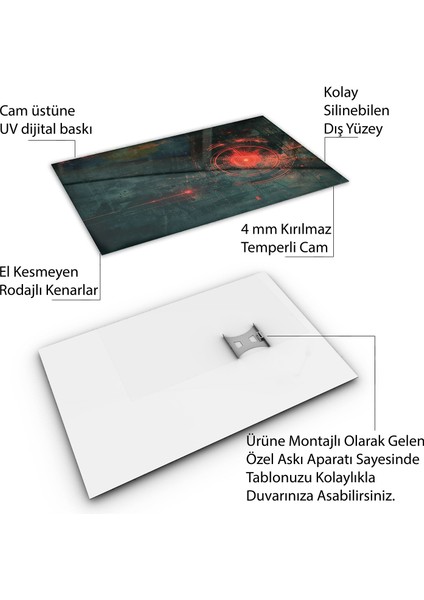 Karışık Duvar Tasarım Cam Tablo - Karisik - Dikey Motif 01-249