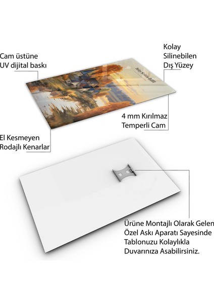 Karışık Duvar Tasarım Cam Tablo - Karisik - Dikey Motif 01-234