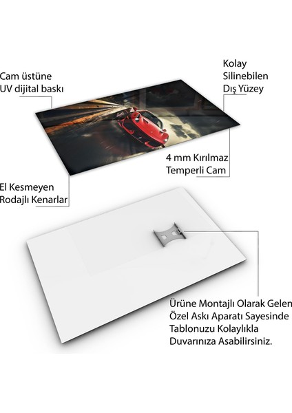 Karışık Duvar Tasarım Cam Tablo - Karisik - Dikey Motif 01-154
