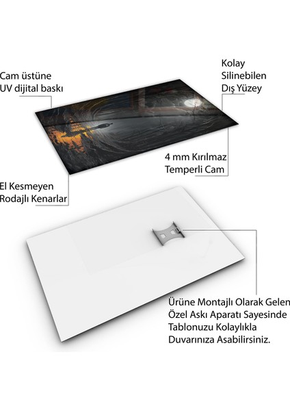 Karışık Duvar Tasarım Cam Tablo - Karisik - Dikey Motif 01-131
