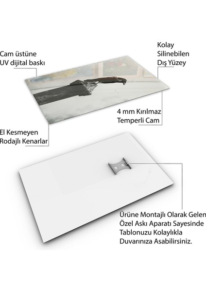 Karışık Duvar Tasarım Cam Tablo - Karisik - Dikey Motif 01-225