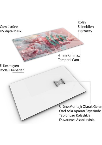 Karışık Duvar Tasarım Cam Tablo - Karisik - Dikey Motif 01-158