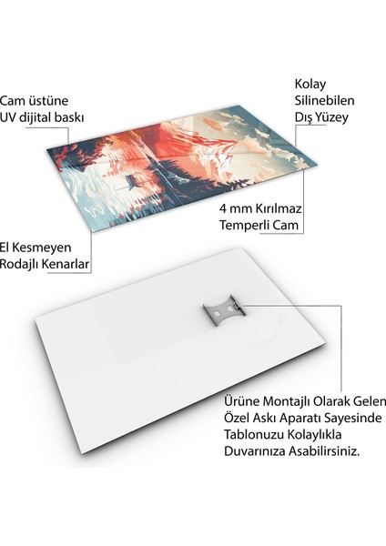 Karışık Duvar Tasarım Cam Tablo - Karisik - Dikey Motif 01-032