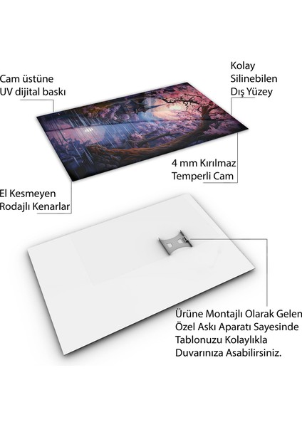 Karışık Duvar Tasarım Cam Tablo - Karisik - Dikey Motif 01-106