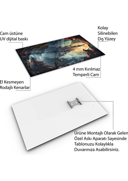Karışık Duvar Tasarım Cam Tablo - Karisik - Dikey Motif 01-088