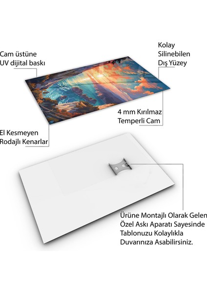 Karışık Duvar Tasarım Cam Tablo - Karisik - Dikey Motif 01-097