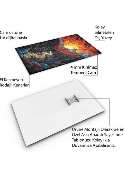 Karışık Duvar Tasarım Cam Tablo - Karisik - Dikey Motif 01-029