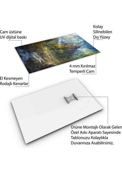 Karışık Duvar Tasarım Cam Tablo - Karisik - Dikey Motif 01-053