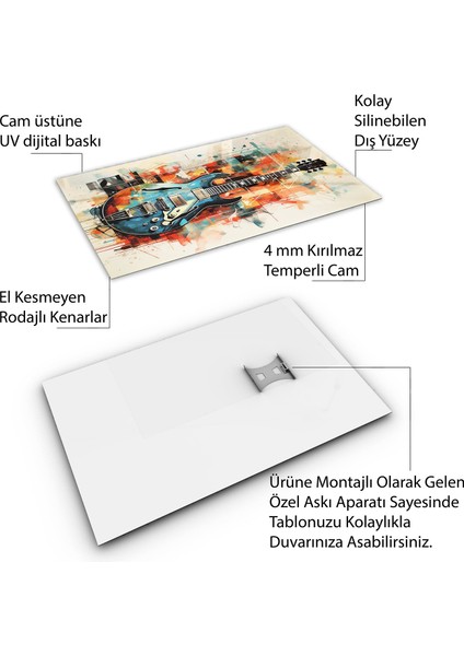 Karışık Duvar Tasarım Cam Tablo - Karisik - Dikey Motif 01-095