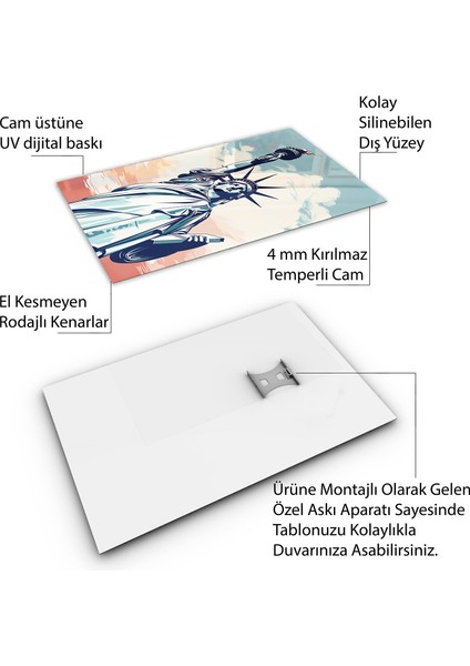 Yolculuk ve Seyahat Cam Tablo - Karışık - Dikey Motif 01-101