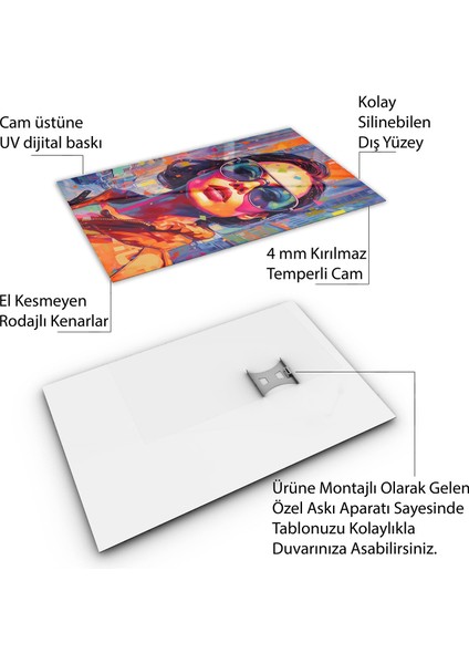 Insan Cam Tablo - Karışık - Dikey Motif 01-001