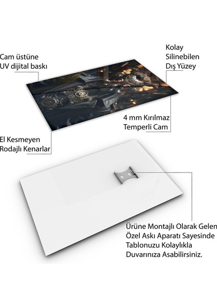 Karışık Duvar Tasarım Cam Tablo - Karisik - Dikey Motif 01-023