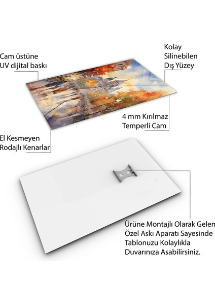 Yolculuk ve Seyahat Cam Tablo - Karışık - Dikey Motif 01-107