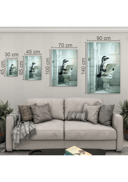 Hayvan Cam Tablo - Sevimli Dostlar Lavaboda - Dikey Motif 08-173