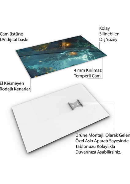 Fantastik ve Korku Cam Tablo - Karışık - Dikey Motif 01-068