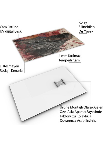 Fantastik ve Korku Cam Tablo - Karışık - Dikey Motif 01-074