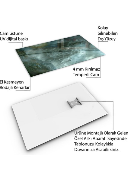 Fantastik ve Korku Cam Tablo - Karışık - Dikey Motif 01-054