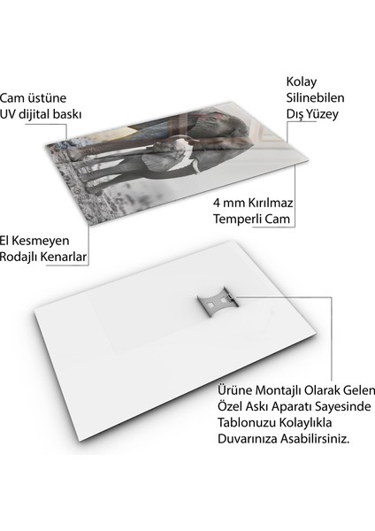 Hayvan Cam Tablo - Anne ve Yavru - Dikey Motif 14-021