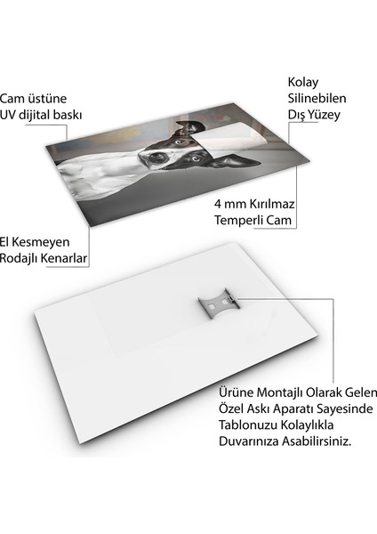 Hayvan Cam Tablo - Sevimli Dostlar Tuvalet Kağıdı - Dikey Motif 12-008