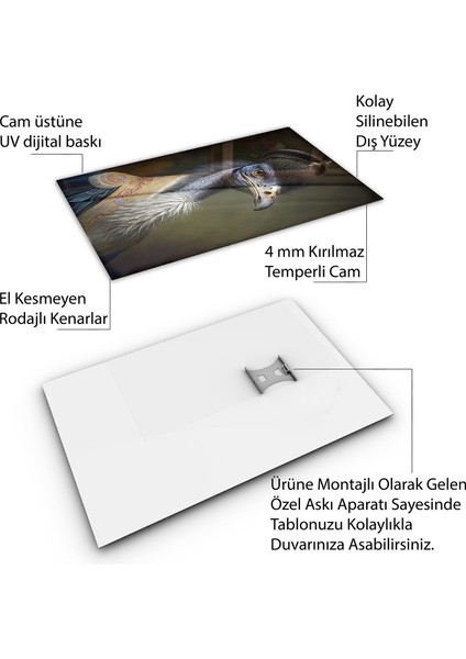 Hayvan Cam Tablo - Aristokrat Sevimli Dostlar - Dikey Motif 13-007