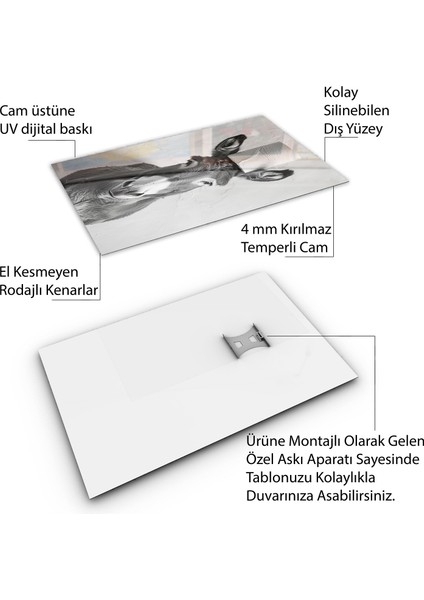 Hayvan Cam Tablo - Sevimli Dostlar Tuvalet Kağıdı - Dikey Motif 12-009