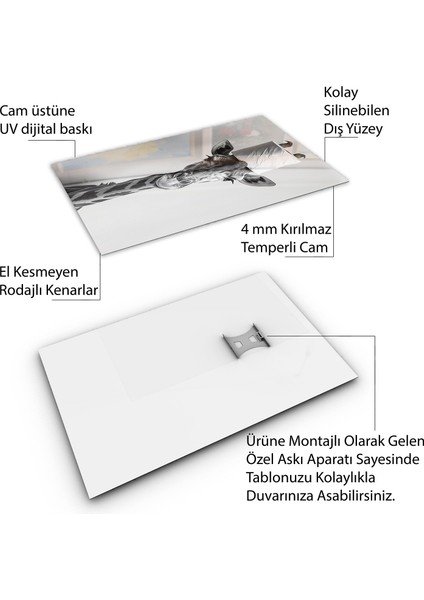 Hayvan Cam Tablo - Sevimli Dostlar Tuvalet Kağıdı - Dikey Motif 12-013
