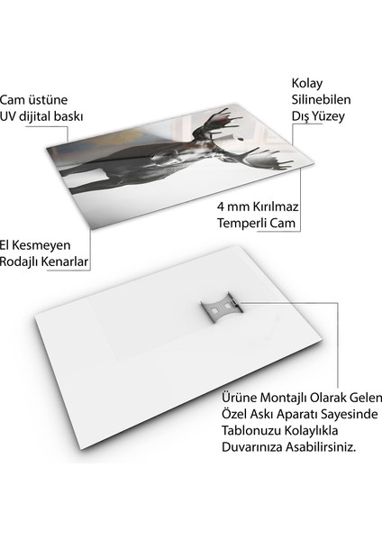 Hayvan Cam Tablo - Sevimli Dostlar Tuvalet Kağıdı - Dikey Motif 12-021