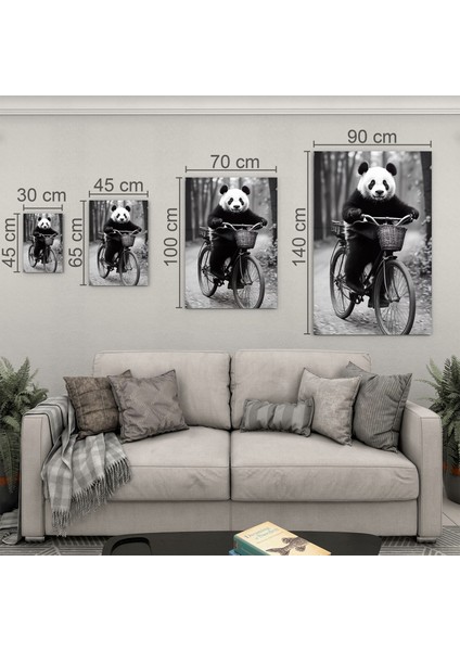 Hayvan Cam Tablo - Sevimli Dostlar Bisikletle - Dikey Motif 10-023