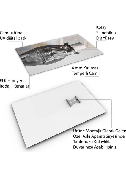 Hayvan Cam Tablo - Sevimli Dostlar Tuvalet Kağıdı - Dikey Motif 12-017